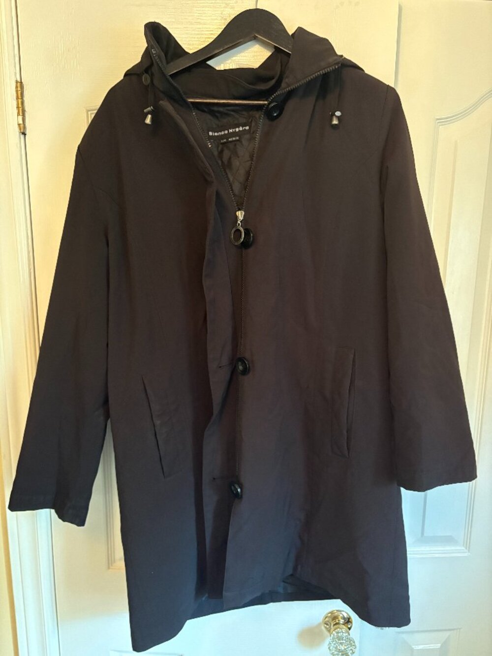 Stylish Bianca Nygard Hooded Winter Coat - Size Large